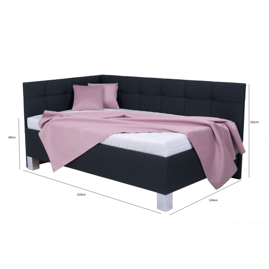 Оббита ліжко з матрацом та місцем для зберігання MARIA PETITE 120x200 см антрацит