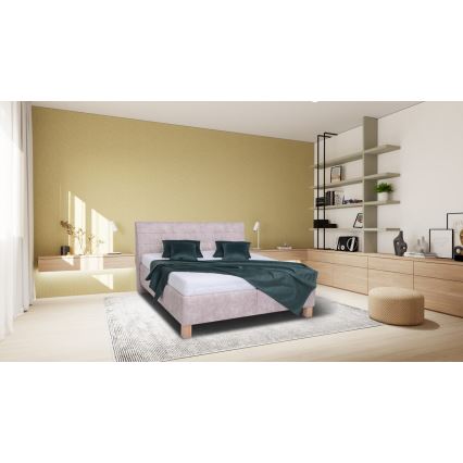 Оббита ліжко з матрацом та місцем для зберігання VIOLET 160x200 см бежевий