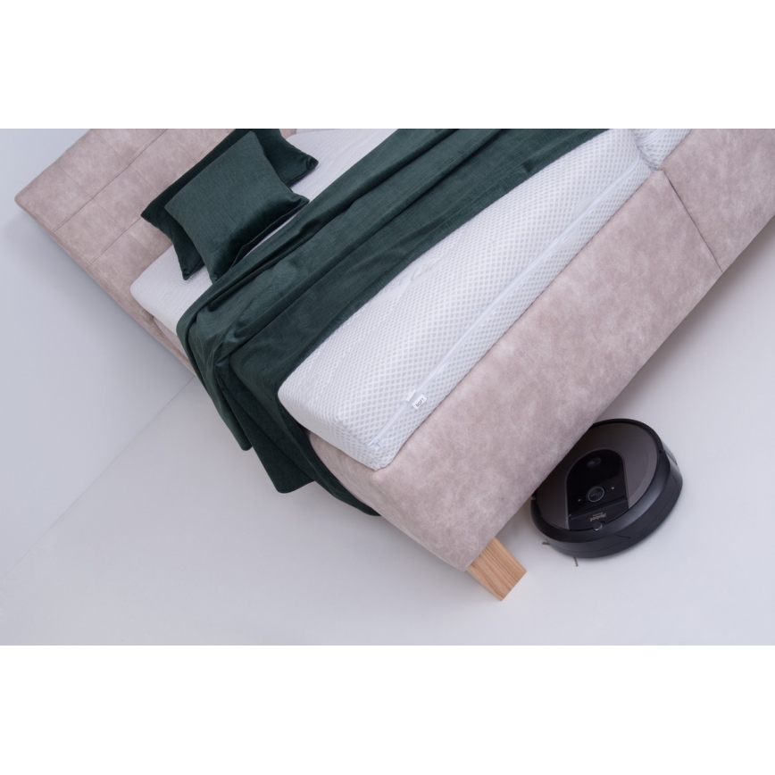 Оббита ліжко з матрацом та місцем для зберігання VIOLET 160x200 см бежевий