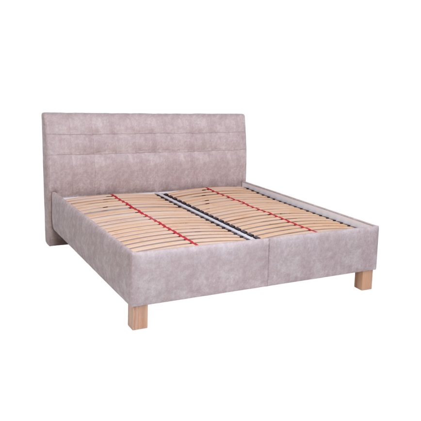Оббита ліжко з матрацом та місцем для зберігання VIOLET 160x200 см бежевий