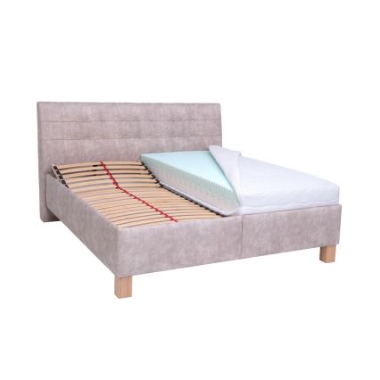 Оббита ліжко з матрацом та місцем для зберігання VIOLET 160x200 см бежевий