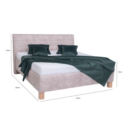 Оббита ліжко з матрацом та місцем для зберігання VIOLET 160x200 см бежевий