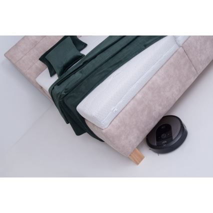 Оббита ліжко з матрацом та місцем для зберігання VIOLET 180x200 см бежевого кольору
