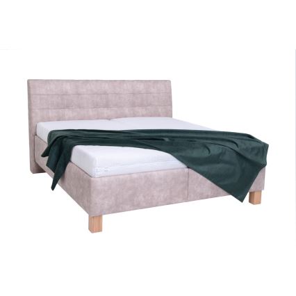 Оббита ліжко з матрацом та місцем для зберігання VIOLET 180x200 см бежевого кольору
