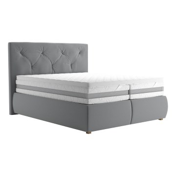 Ліжко з коробом і матрацом та топпером ELEN 160x200 см сірий