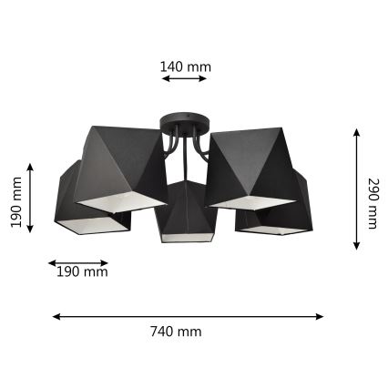 Люстра ADAMANT 5xE27/15W/230V черная