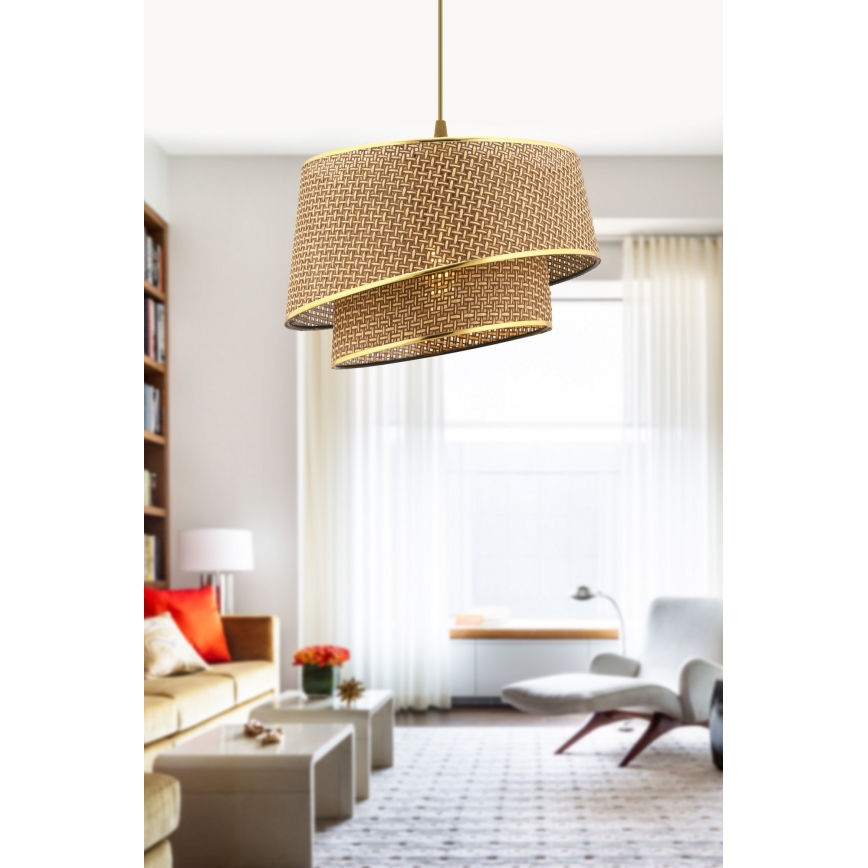 Люстра BARETTE 1xE27/60W/230V кафяво/златно