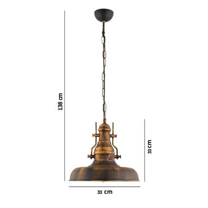 Люстра на цепи 1xE27/40W/230V бронзовый