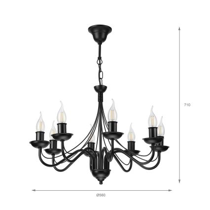 Люстра на цепи ANTON 8xE14/60W/230V чёрная