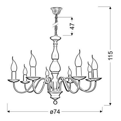 Люстра на цепи BELLAGIO 8xE14/40W/230V