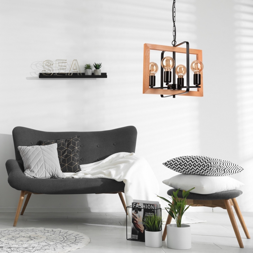 Люстра на цепи CEDRIC 4xE27/60W/230V бук/коричневый