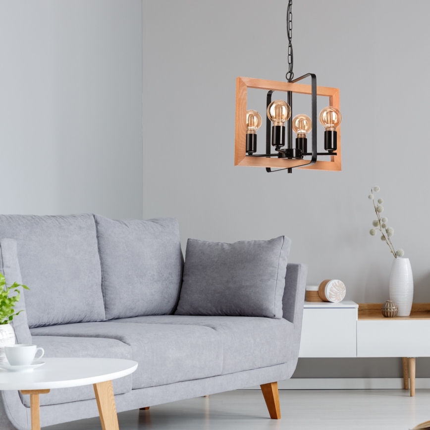Люстра на цепи CEDRIC 4xE27/60W/230V бук/коричневый