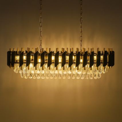 Люстра на цепи CRISTAL 10xE14/10W/230V чёрная/золотая