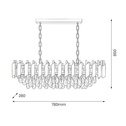 Люстра на цепи CRISTAL 10xE14/10W/230V чёрная/золотая