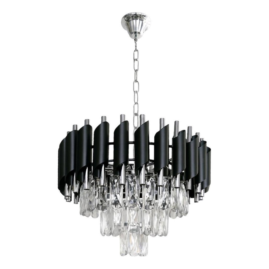 Люстра на цепи CRISTAL 5xE14/10 Вт/230 В чёрный/матовый хром