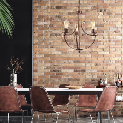 Люстра на цепи GINA 3xE27/60W/230V коричневый