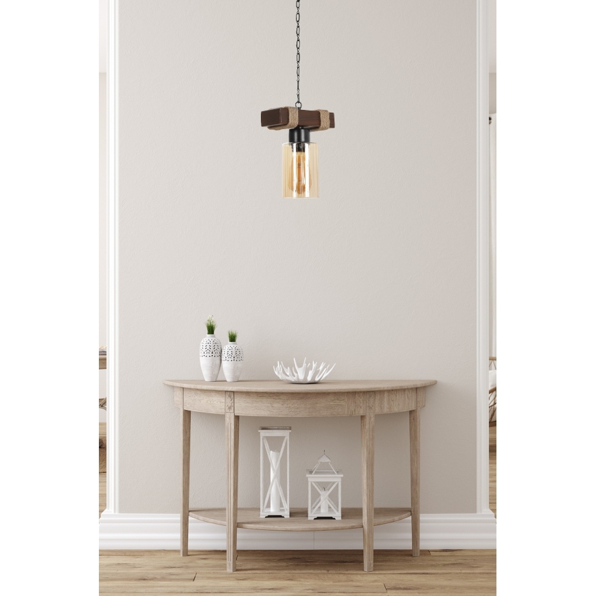 Люстра на цепи JASMIN 1xE27/40W/230V коричневый/бежевый