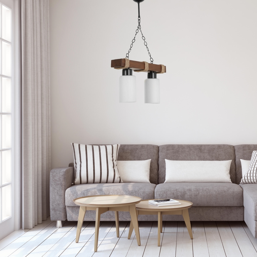 Люстра на цепи JASMIN 2xE27/40W/230V коричневый/белый