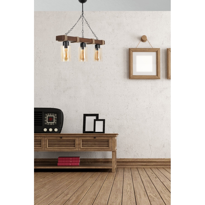 Люстра на цепи JASMIN 3xE27/40W/230V коричневая/бежевая