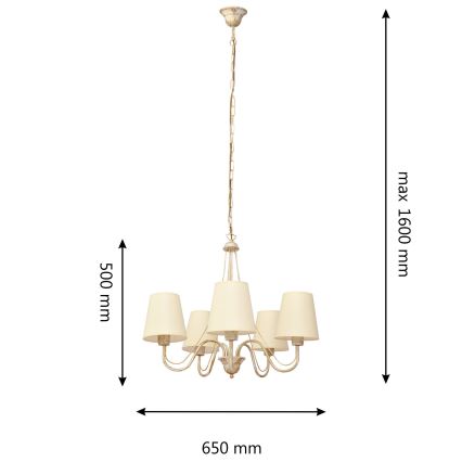 Люстра на цепи MALBO 5xE27/15W/230V бежевый