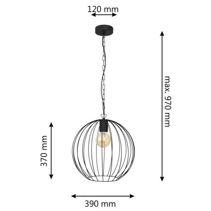 Люстра на цепи MERCURE 1xE27/15W/230V черный