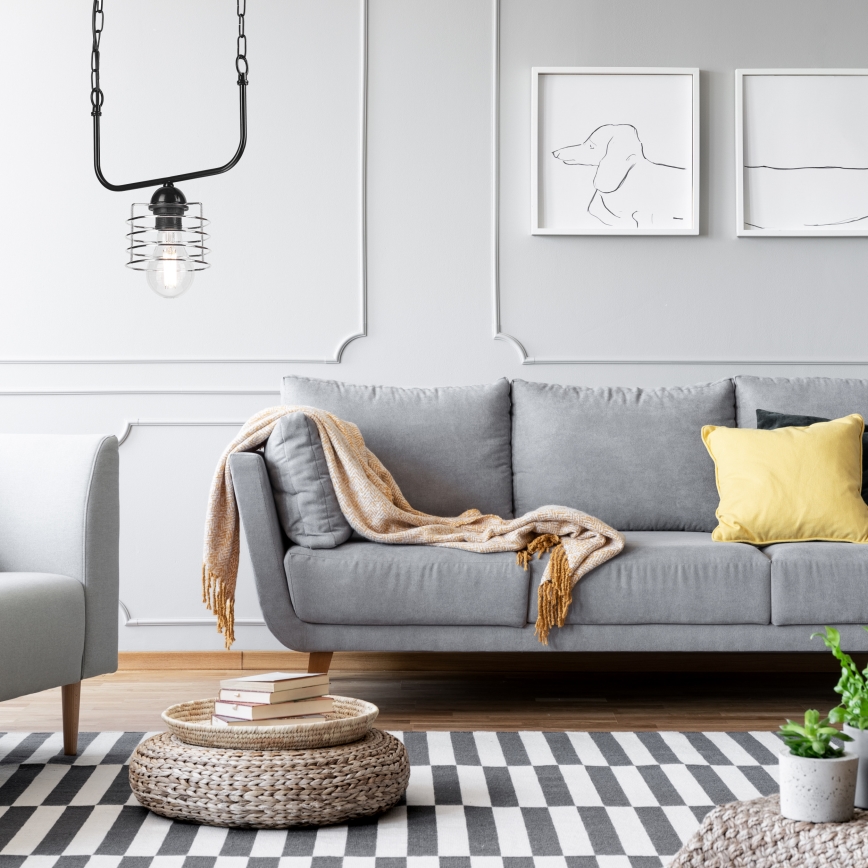 Люстра на цепи MORGAN 1xE27/60W/230V черная/хром