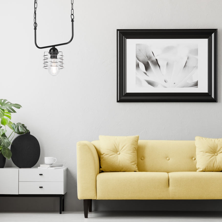 Люстра на цепи MORGAN 1xE27/60W/230V черная/хром