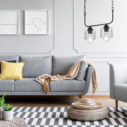 Люстра на цепи MORGAN 2xE27/60W/230V черная/хром