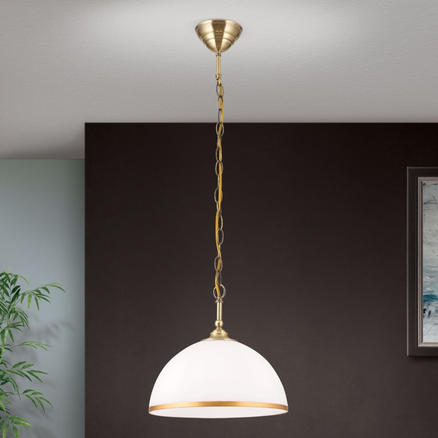 Люстра на цепи OLD LAMP 1xE27/40W/230V диаметр 30 см белый/латунь