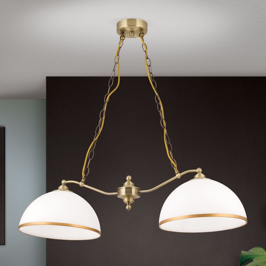 Люстра на цепи OLD LAMP 2xE27/40W/230V белый/латунь