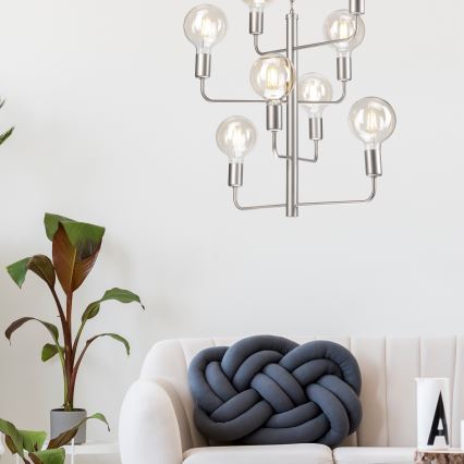 Люстра на цепи ORLANDO 8xE27/60W/230V серебряная