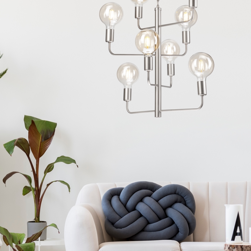 Люстра на цепи ORLANDO 8xE27/60W/230V серебряная