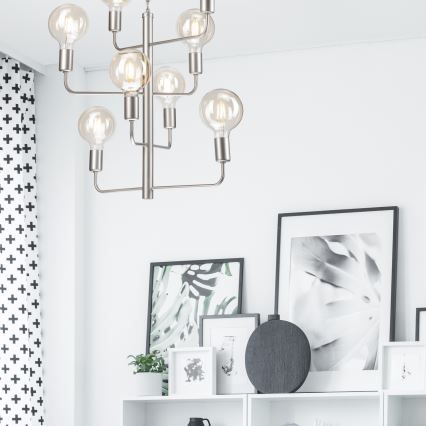 Люстра на цепи ORLANDO 8xE27/60W/230V серебряная