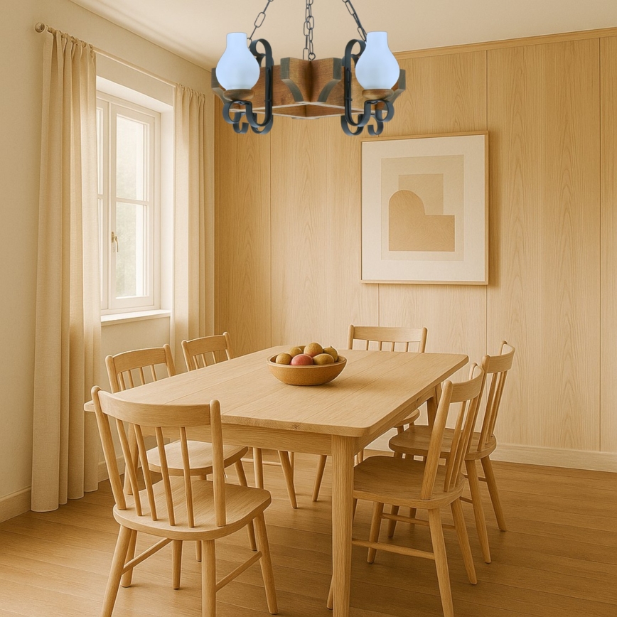 Люстра на цепи QUEEN 4xE14/40W/230V бук - сертифицировано FSC