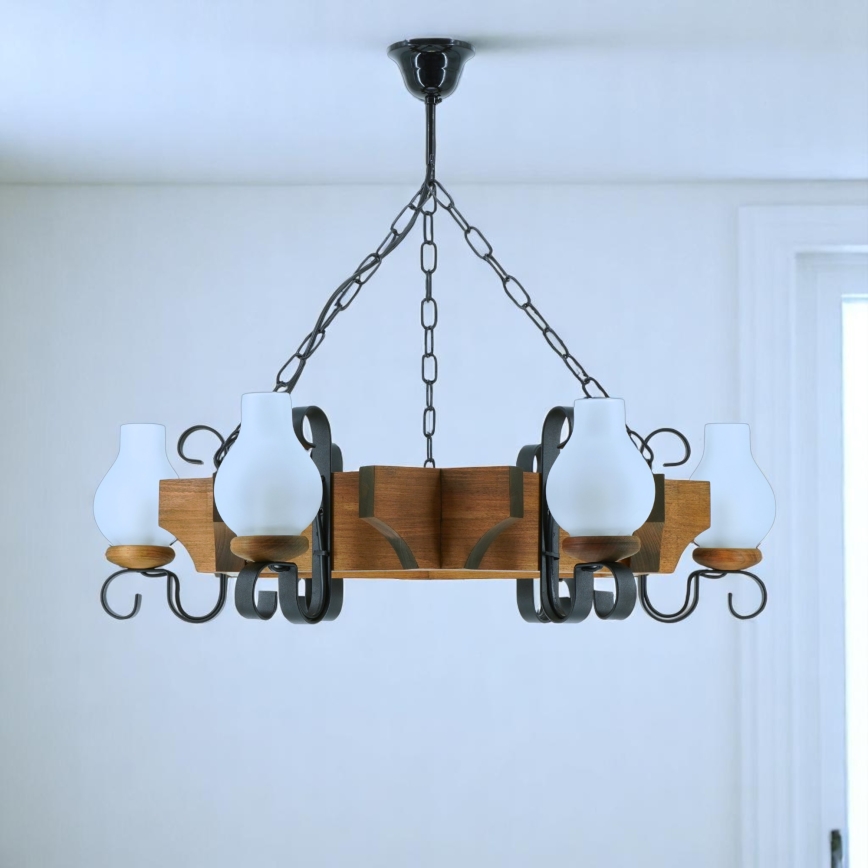 Люстра на цепи QUEEN 6xE14/40W/230V бук - сертифицировано FSC
