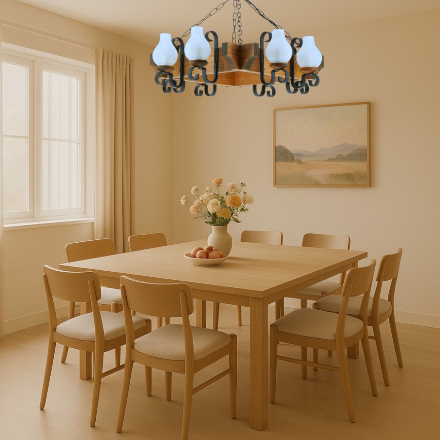 Люстра на цепи QUEEN 8xE14/40W/230V бук - сертифицировано FSC