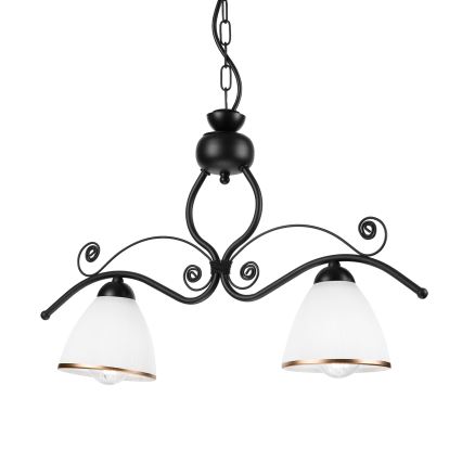 Люстра на цепи RETRO 2xE27/60W/230V матовый черный