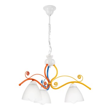 Люстра на цепи RETRO 3xE27/60W/230V белый/красочный