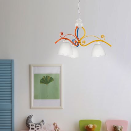 Люстра на цепи RETRO 3xE27/60W/230V белый/красочный