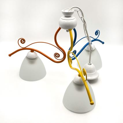 Люстра на цепи RETRO 3xE27/60W/230V белый/красочный