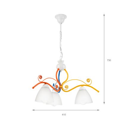 Люстра на цепи RETRO 3xE27/60W/230V белый/красочный