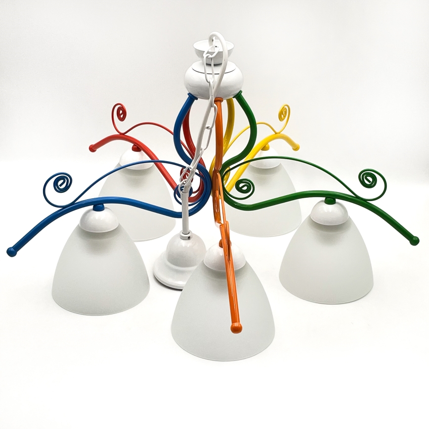 Люстра на цепи RETRO 5xE27/60W/230V белый/красочный