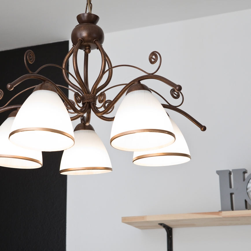 Люстра на цепи RETRO II 5xE27/60W/230V бронзовая патина