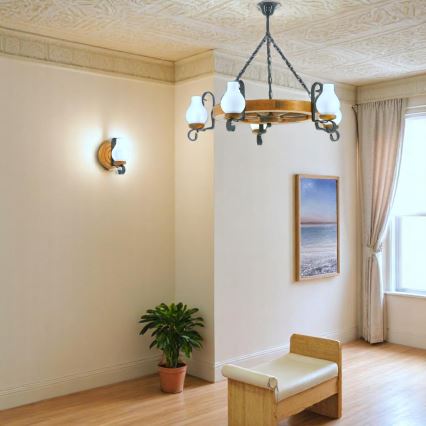 Люстра на цепи ROATA 5xE14/40W/230V диаметр 70 см бук