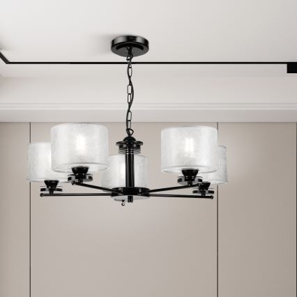 Люстра на цепи ROSA 5xE27/60W/230V чёрная/серая
