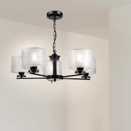 Люстра на цепи ROSA 5xE27/60W/230V чёрная/серая