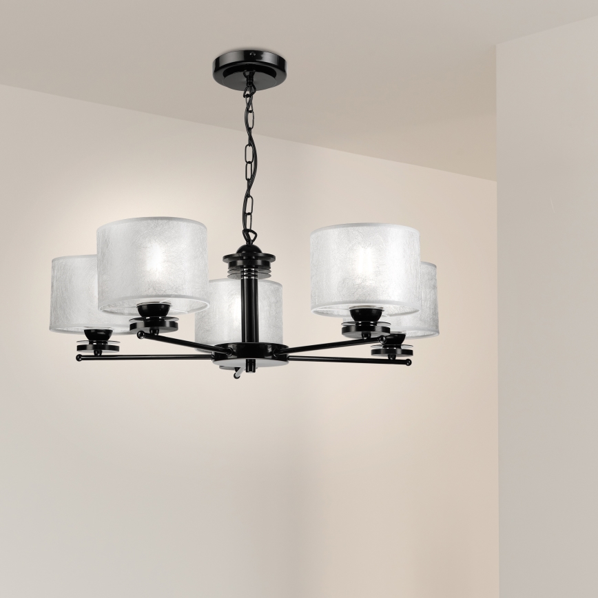 Люстра на цепи ROSA 5xE27/60W/230V чёрная/серая
