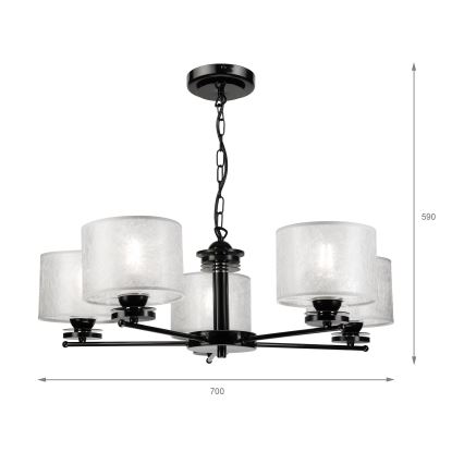 Люстра на цепи ROSA 5xE27/60W/230V чёрная/серая