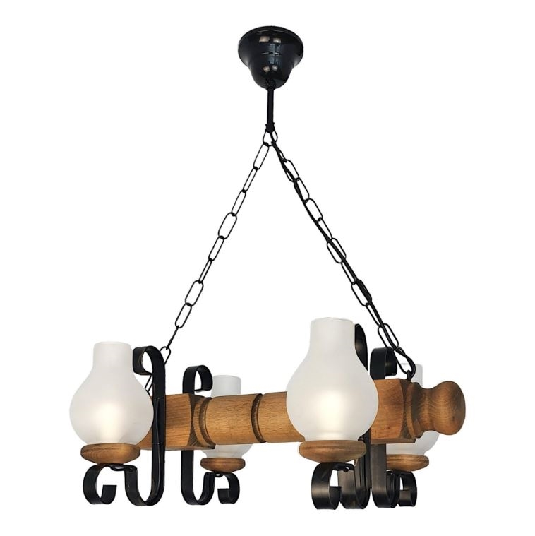 Люстра на цепи RUSTIC 4xE14/40W/230V бук - сертифицировано FSC