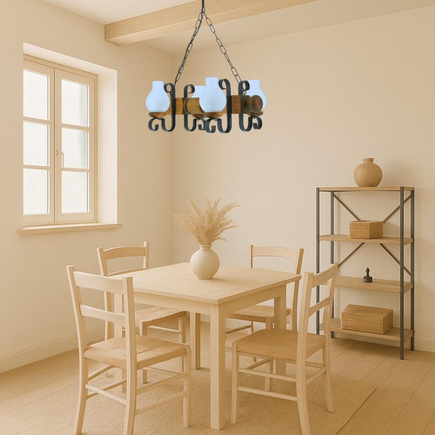 Люстра на цепи RUSTIC 4xE14/40W/230V бук - сертифицировано FSC